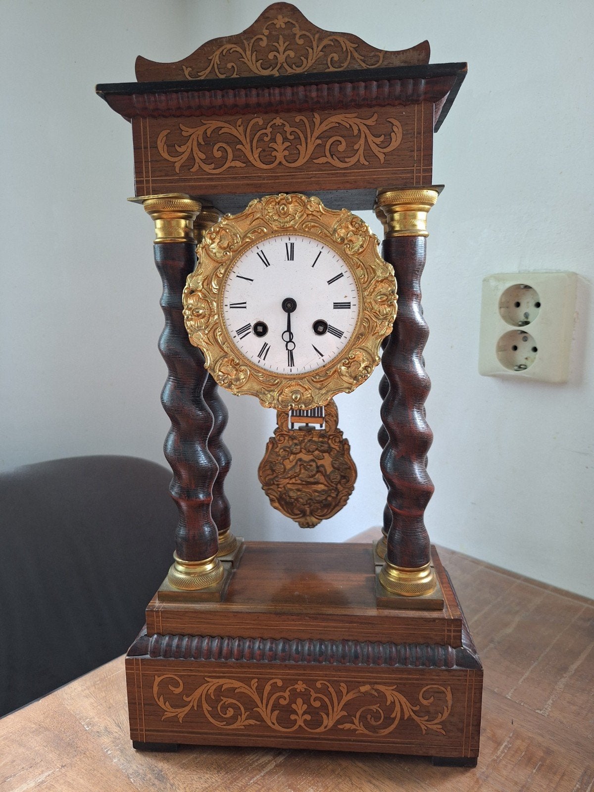 Antieke Franse kolomklok / zuilenpendule Japy Frères uurwerk, Antiek en Kunst, Antiek | Klokken, Ophalen of Verzenden