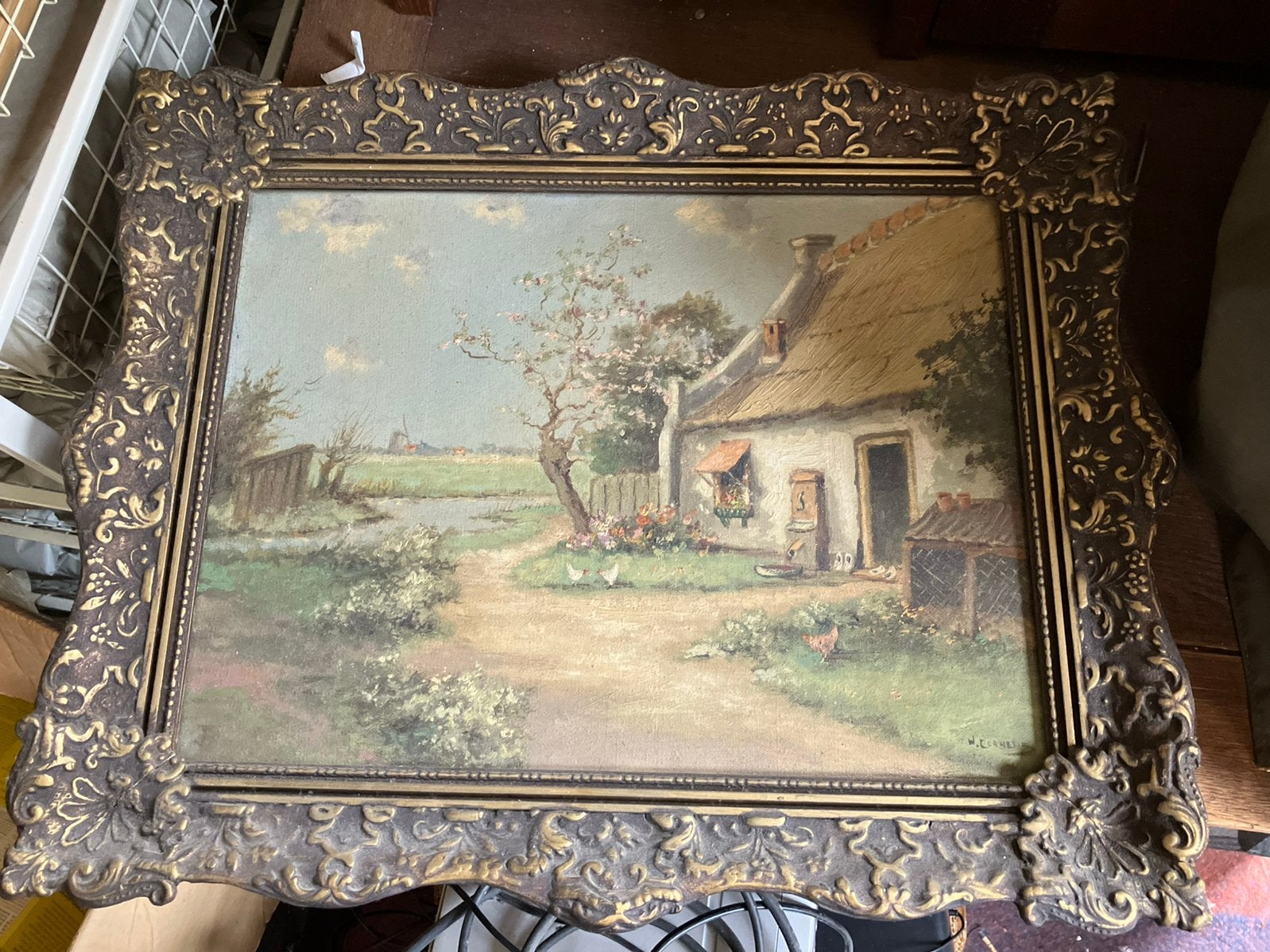 Schilderij landschap boerderij W. Cornelis, Ophalen