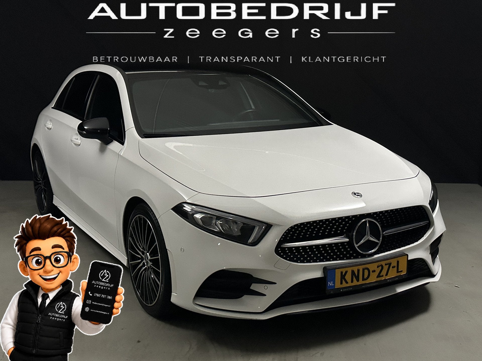 Mercedes-Benz A-Klasse 180 Night Edition AMG *Full Options*A, 136 pk, 4 cilinders, Wit, Bedrijf
