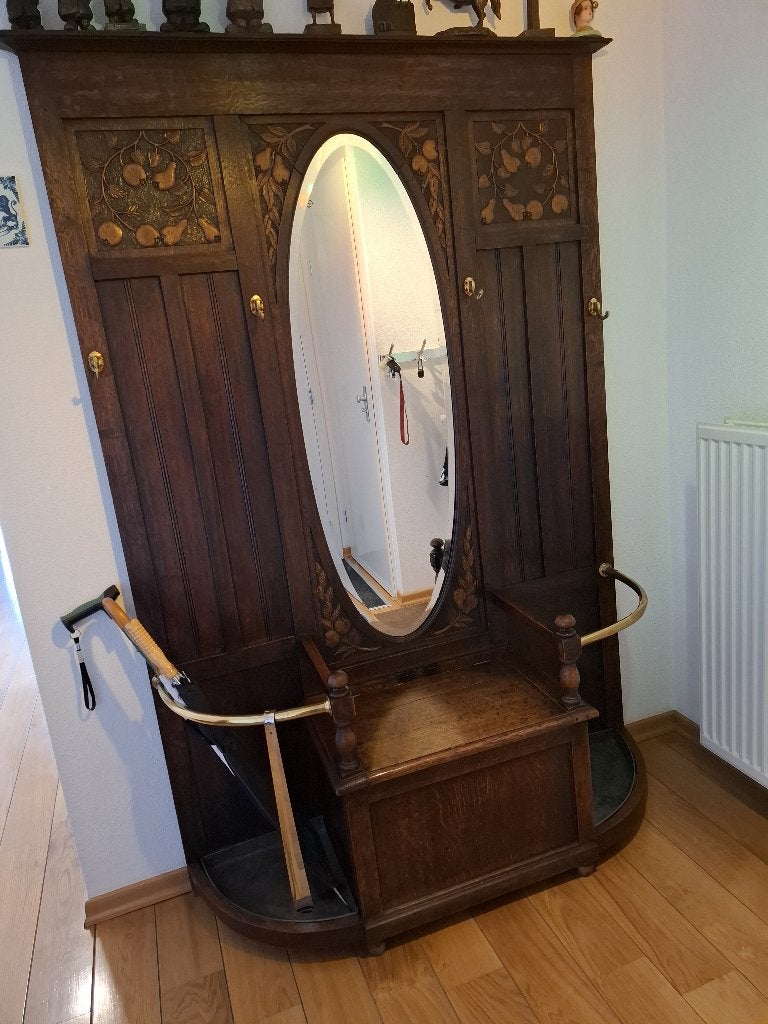 Antieke eiken kapstok, Huis en Inrichting, Woonaccessoires | Kapstokken, Ophalen, Gebruikt, Staande kapstok, 150 tot 200 cm