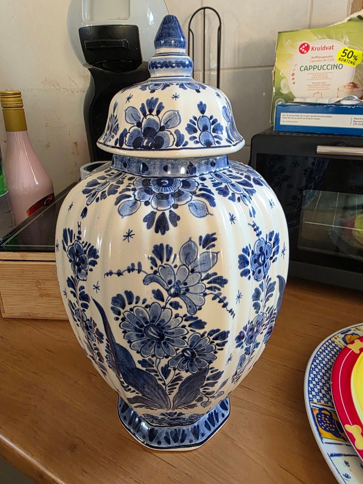 Delfts Blauw Handgeschilderde Gemberpot - Nette Staat, Antiek en Kunst, Ophalen of Verzenden