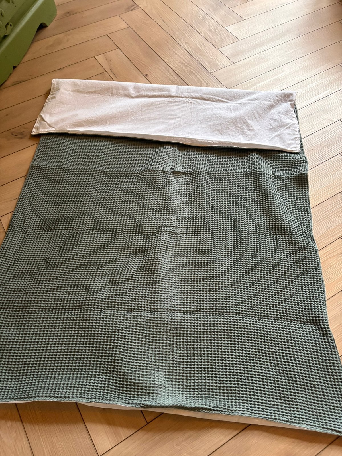 Ledikant dekentje, Groen, 140 cm, Zo goed als nieuw, Gevoerd