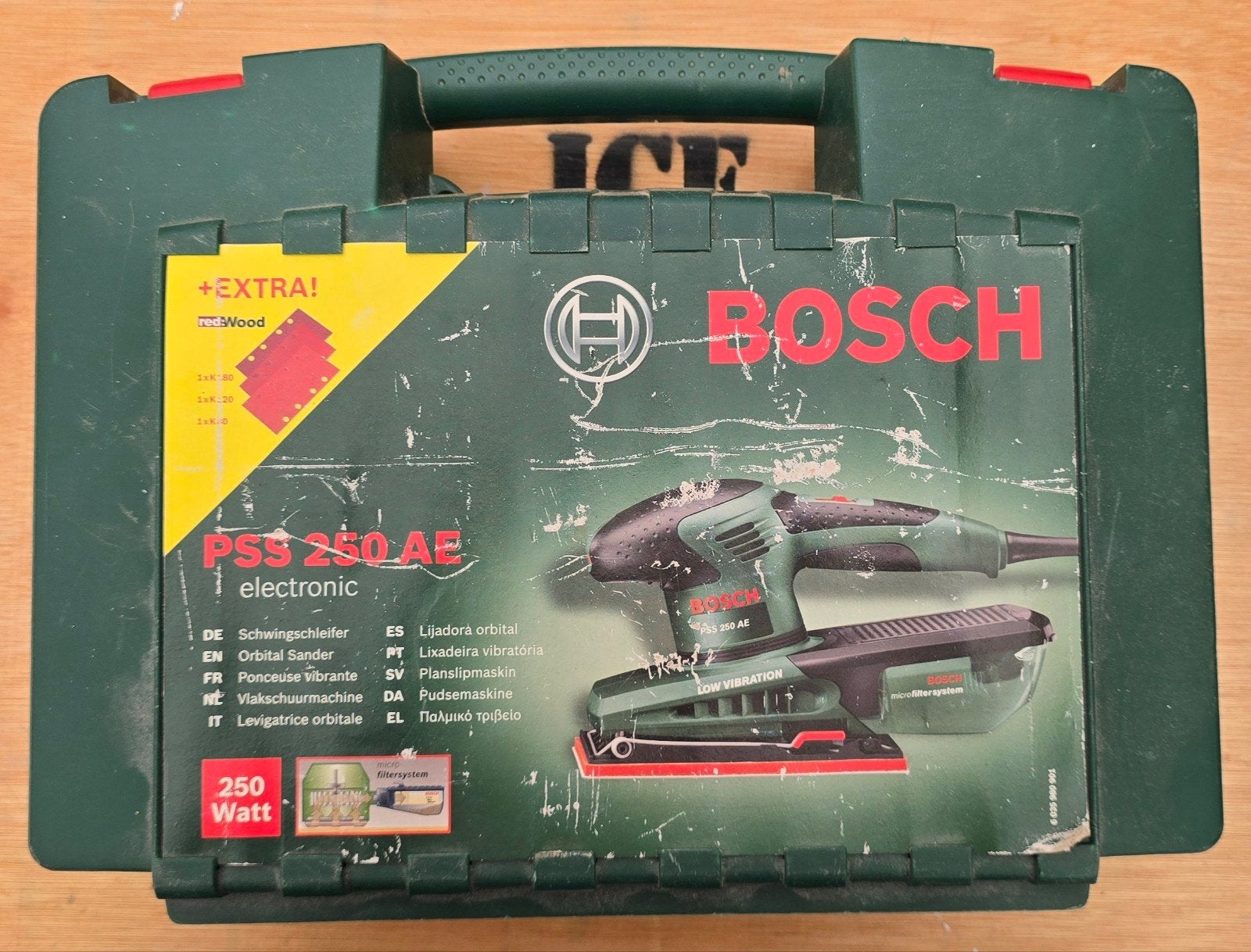 Bosch PSS 250 AE vlakschuurmachine met koffer, Ophalen, Gebruikt, Minder dan 600 watt, Vlakschuurmachine