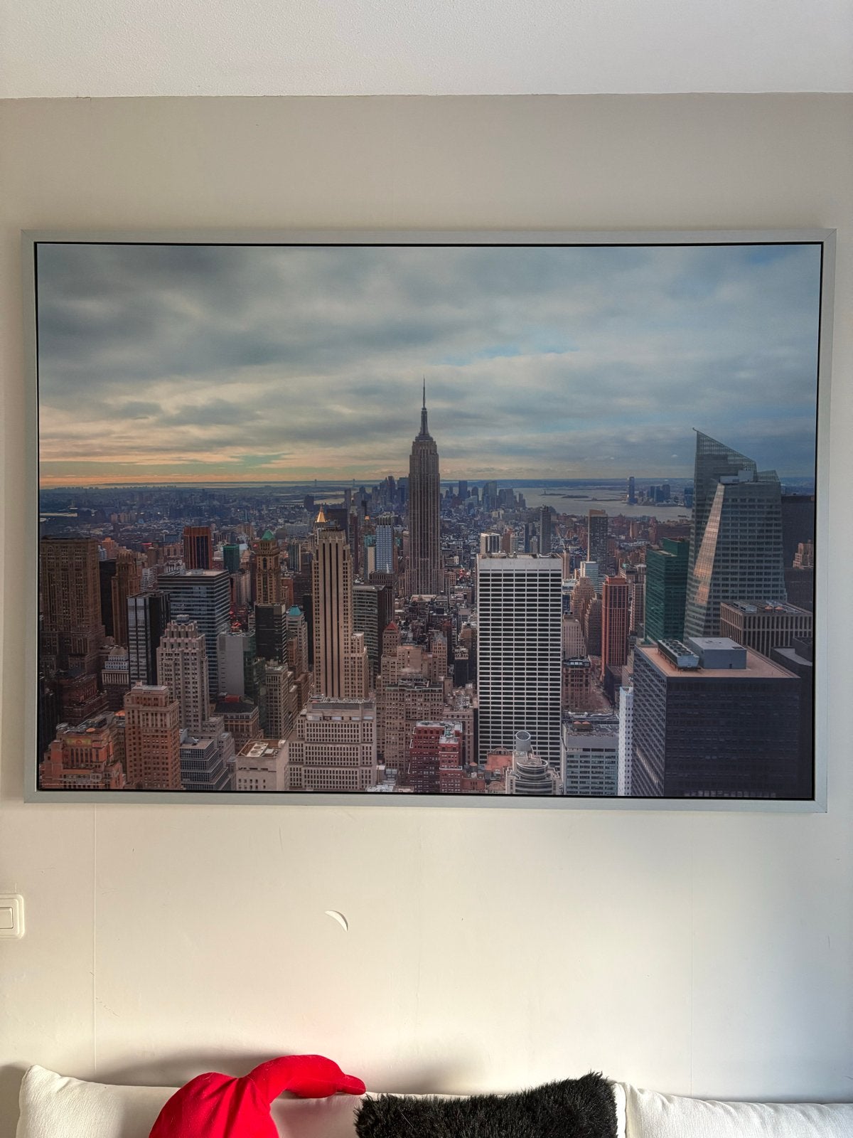 Grote foto/poster van de skyline van New York, Gebruikt, 125 cm of meer, Ophalen of Verzenden, Foto of Poster