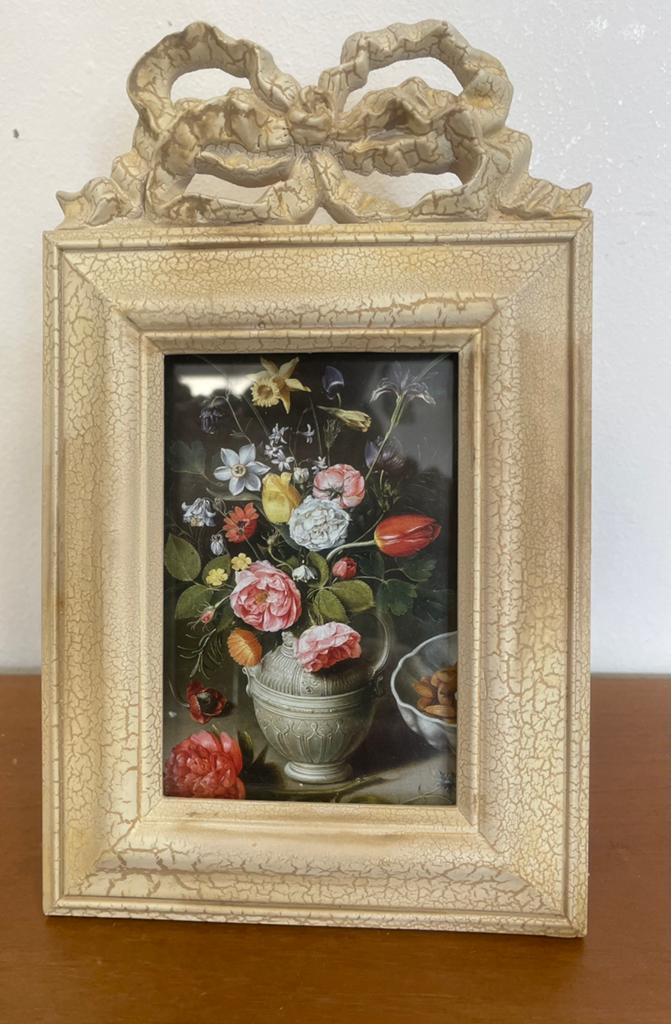 Vintage Brocante Fotolijst met strikdetail 17.5x14 cm, Ophalen of Verzenden