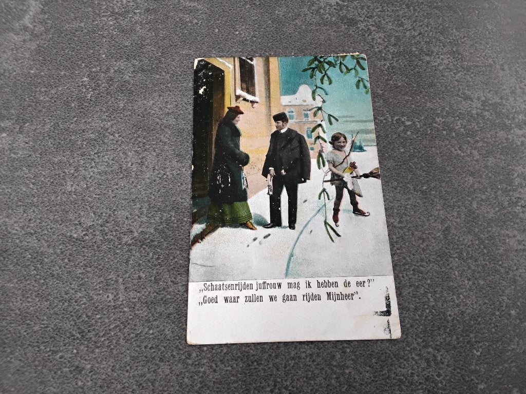 Schaatsenrijden juffrouw 1907, Verzenden, Voor 1920, Gelopen, Overige thema's