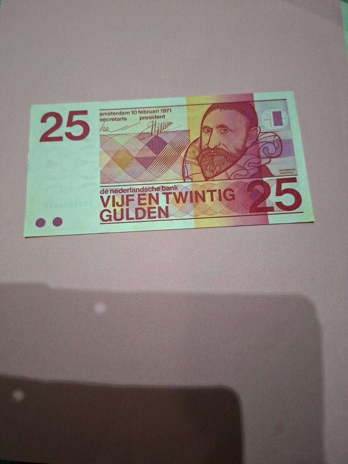 25 gulden Sweelinck uit 1971 in UNC
Serie nummer 2720824650, Ophalen of Verzenden, 25 gulden, Los biljet