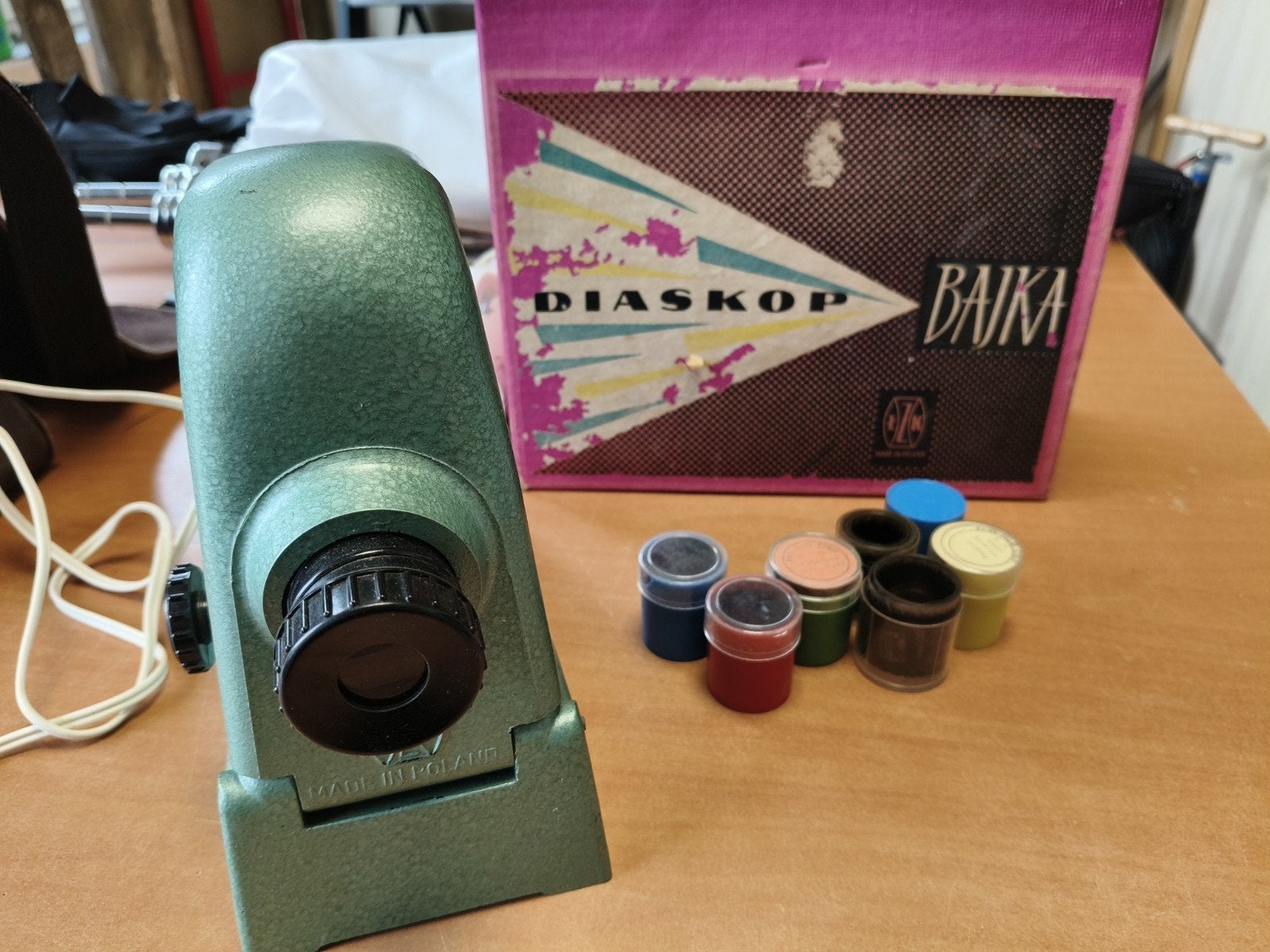 Vintage Baika Diaskop diaprojector met films, Ophalen of Verzenden, Gebruikt