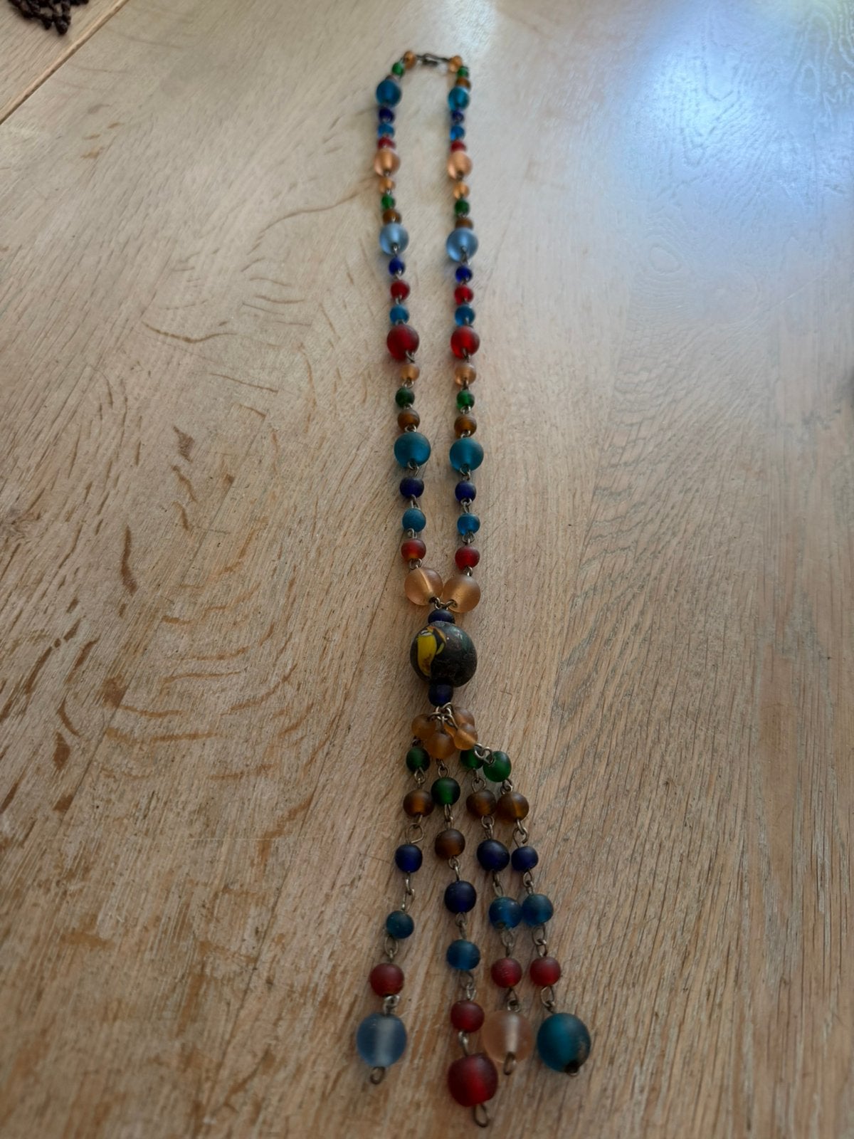 Oude glaskralen ketting, Verzenden, Zo goed als nieuw, Overige kleuren, Overige materialen