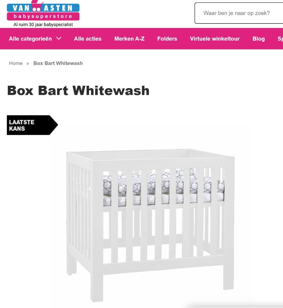 Baby box wit in hoogte verstelbaar, Kinderen en Baby's, Boxen, Ophalen, Gebruikt, Rechthoekig, In hoogte verstelbaar