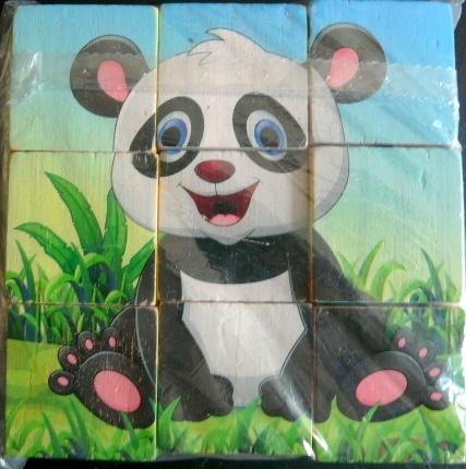 blokkenpuzzel dieren oa Panda  Olifant, Ophalen of Verzenden, Zo goed als nieuw, Van hout, Minder dan 10 stukjes