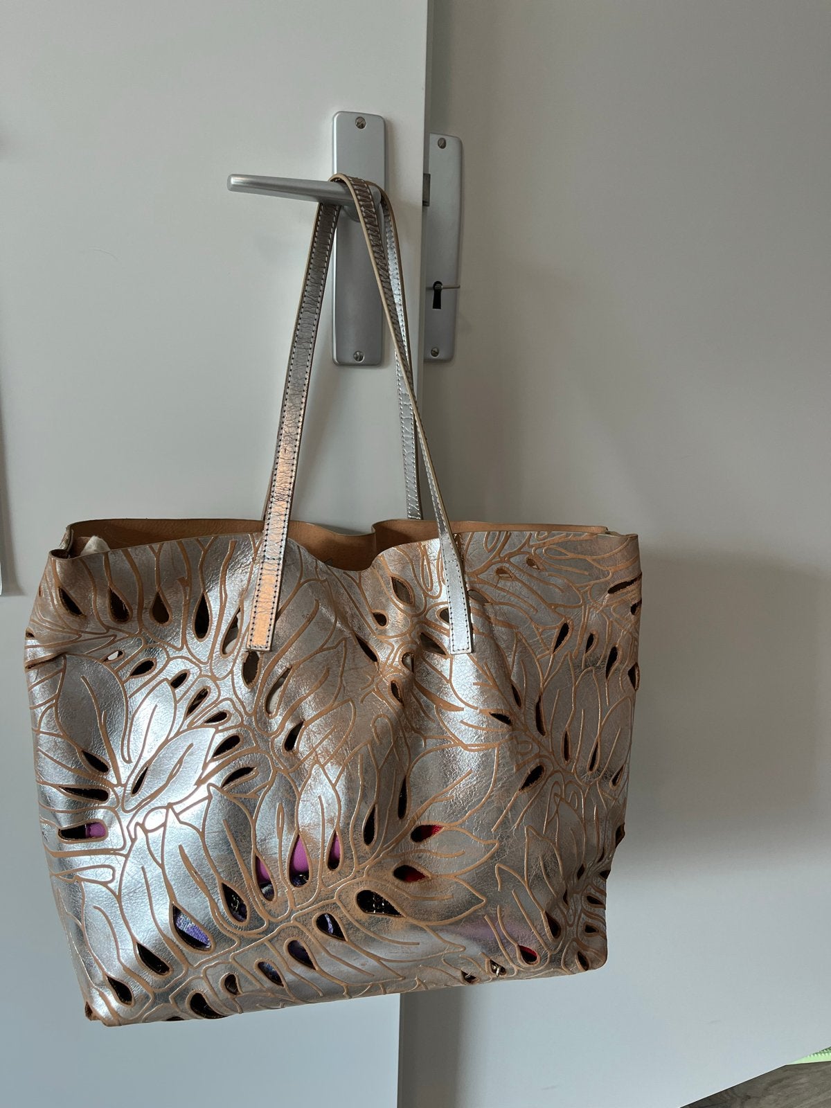 Stijlvolle shopper met bladmotief, Ophalen, Zo goed als nieuw, Overige kleuren, Shopper