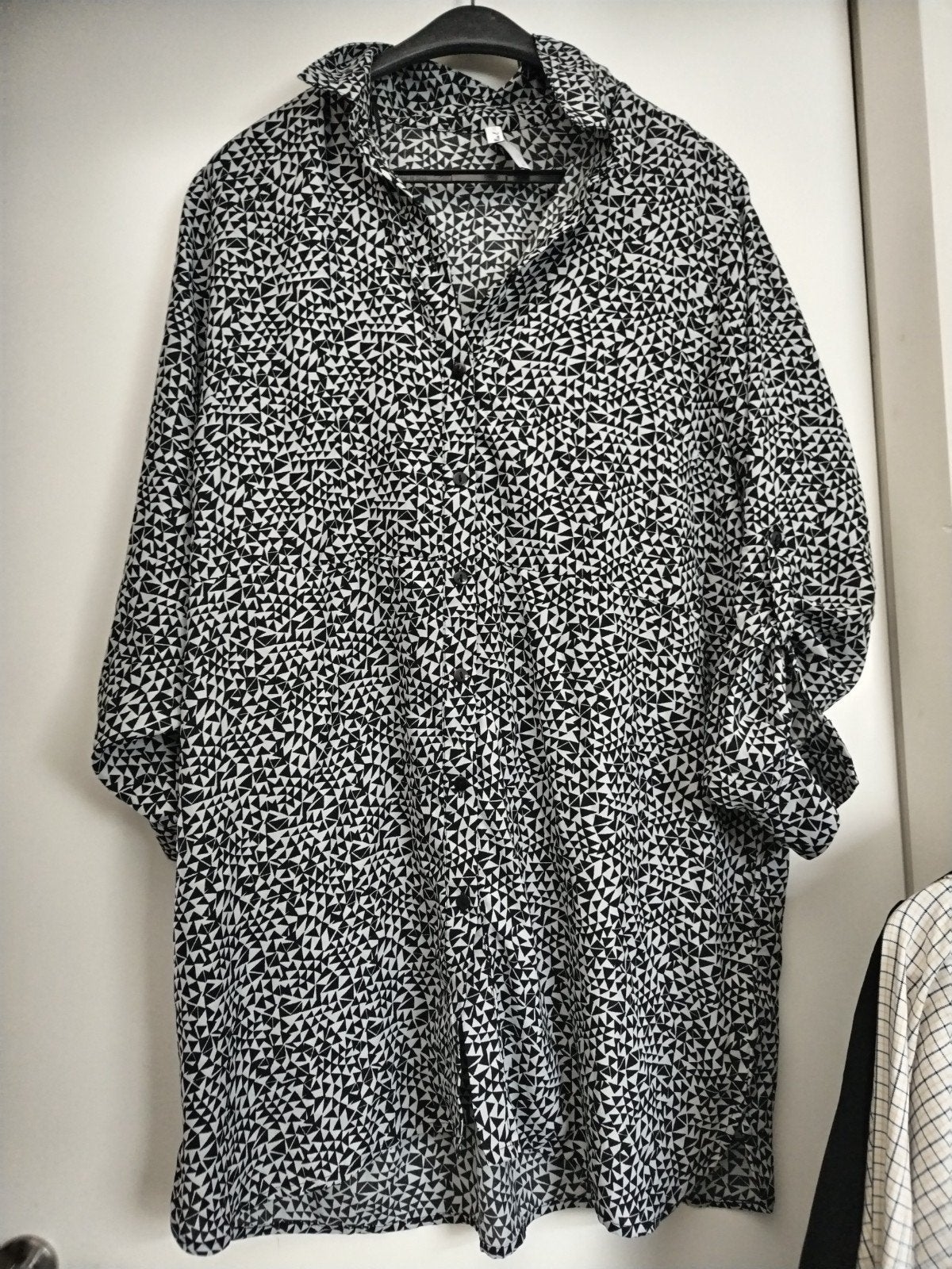 Miss E Collection Blouse met geometrische print, Zwart, Maat 46/48 (XL) of groter, Ophalen of Verzenden, Zo goed als nieuw