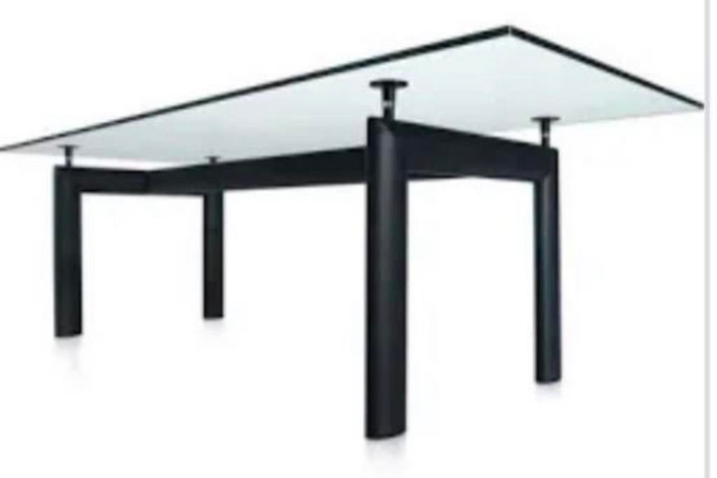 LC6 tafel Le Corbusier met ruw glas, Ophalen, Gebruikt, 200 cm of meer, 50 tot 100 cm