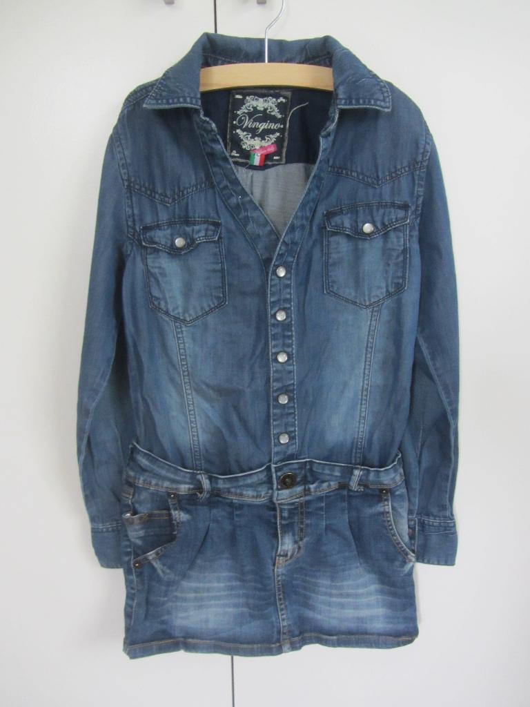 Spijkerjurkje Vingino size 10, Kinderen en Baby's, Kinderkleding | Maat 140, Zo goed als nieuw, Meisje, Jas, Ophalen of Verzenden