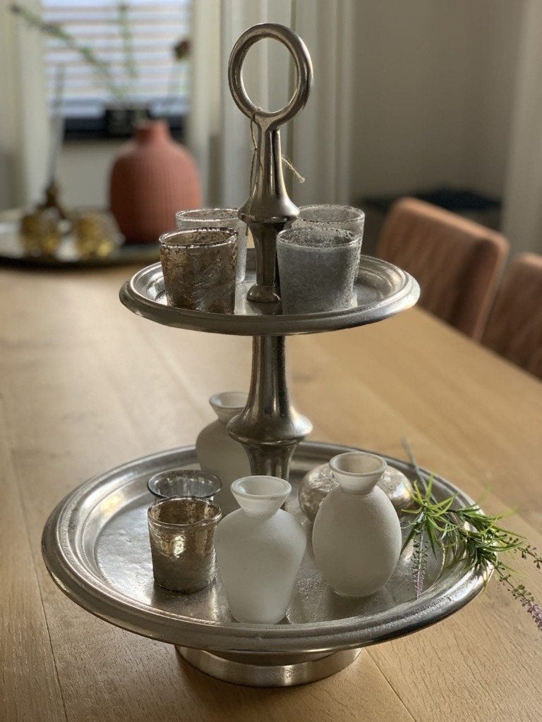 Etagère ruw nikkel zilver, Etagère, Metaal, Nieuw, Ophalen of Verzenden