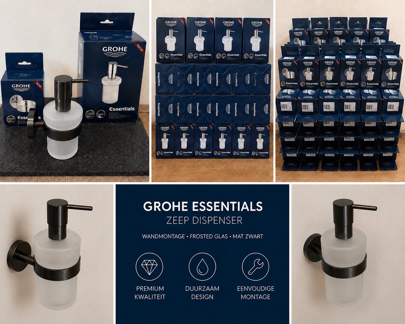 Partij Grohe Essentials Zeepdispenser incl Wandhouder, Doe-het-zelf en Verbouw, Ophalen, Nieuw, Glas