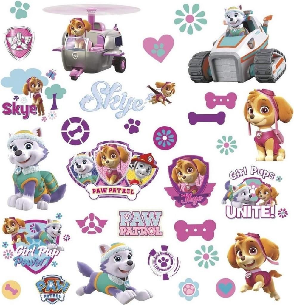 Paw Patrol Muurstickers Skye en Everest - VAN 24,95 NU 14,95, Nieuw, Ophalen of Verzenden, Nvt, Nvt