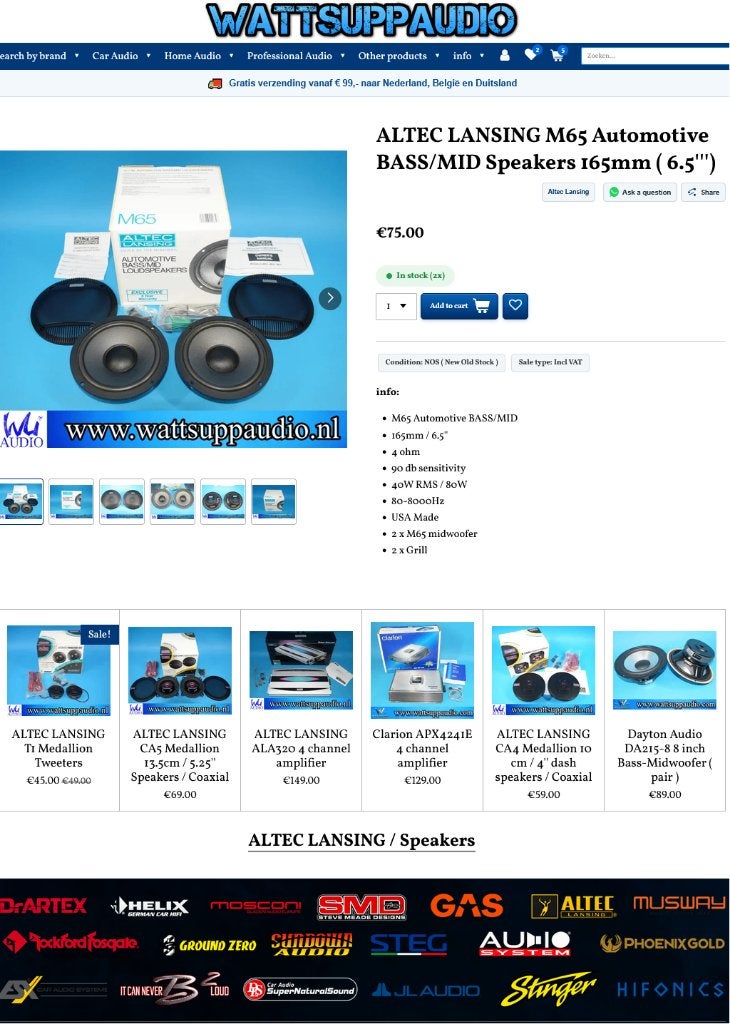 ALTEC LANSING M65 BASS/MID Speakers 16.5 cm( 6.5''), Overige merken, Speakerset, Nieuw, Ophalen of Verzenden