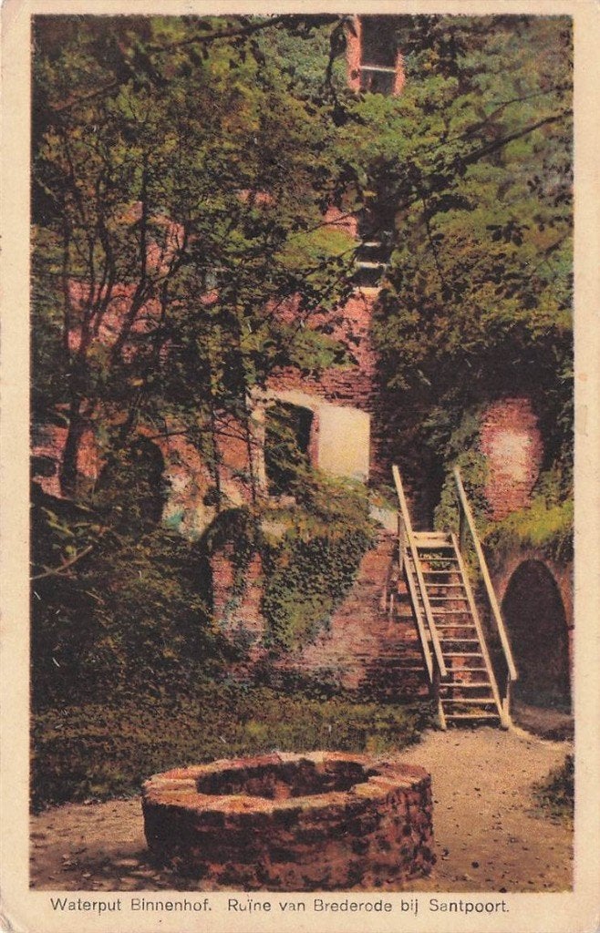 703-019-021 Waterput Binnenhof Ruine van Brederode bij Sant, Ophalen of Verzenden, Voor 1920, Noord-Holland