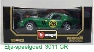 Bburago Ferrari 1:18 250 GTO 1962 kleur groen / wit. 3011, Ophalen of Verzenden, Nieuw, Auto, Bburago