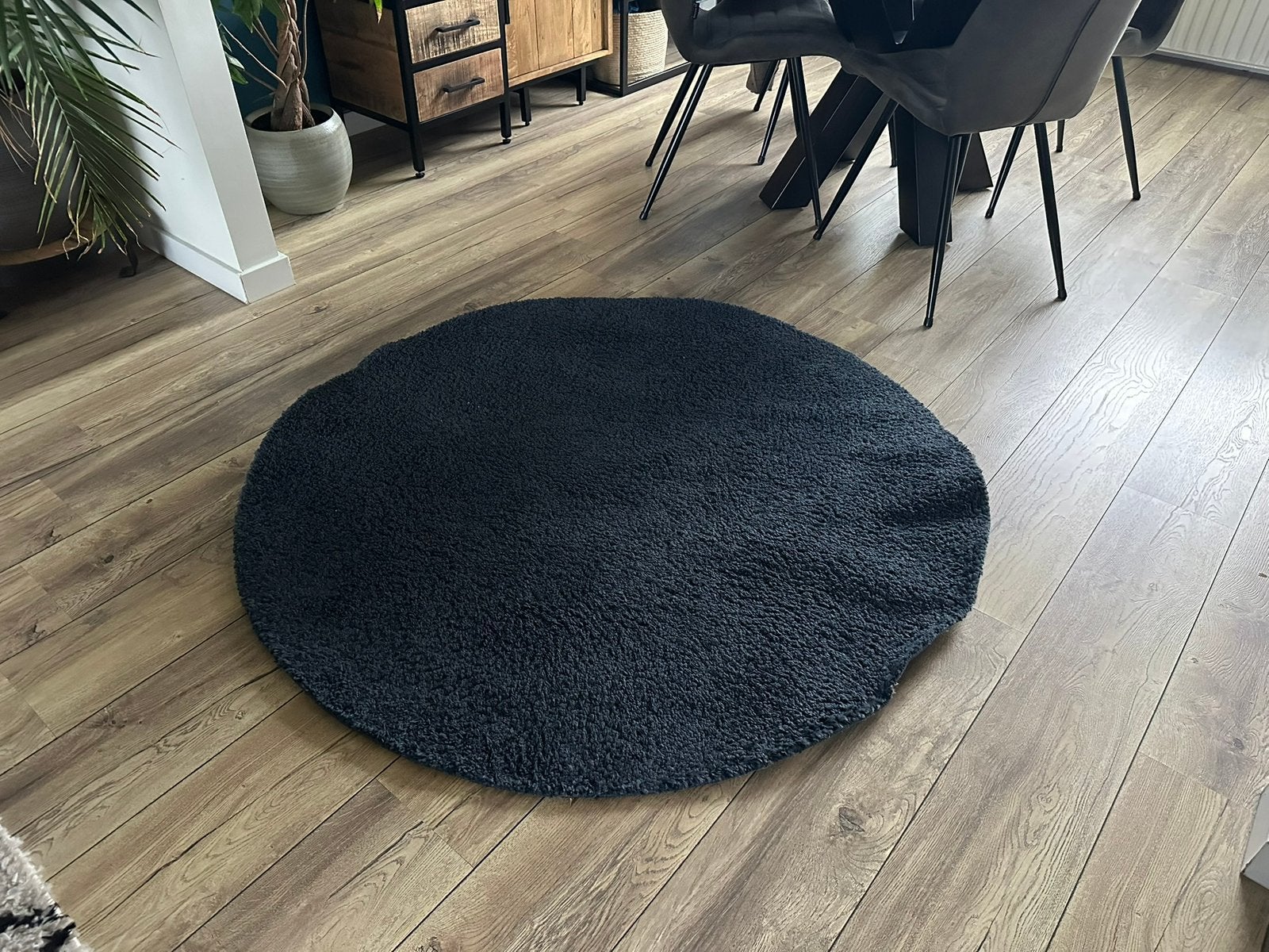 Vloerkleed rond 130cm, donkerblauw, Ophalen, Gebruikt, Blauw, Rond