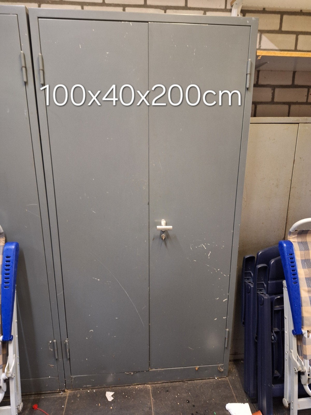 Metalen archiefkast met planken - 100x40x200cm, Ophalen, 200 cm of meer, 50 tot 100 cm, Metaal