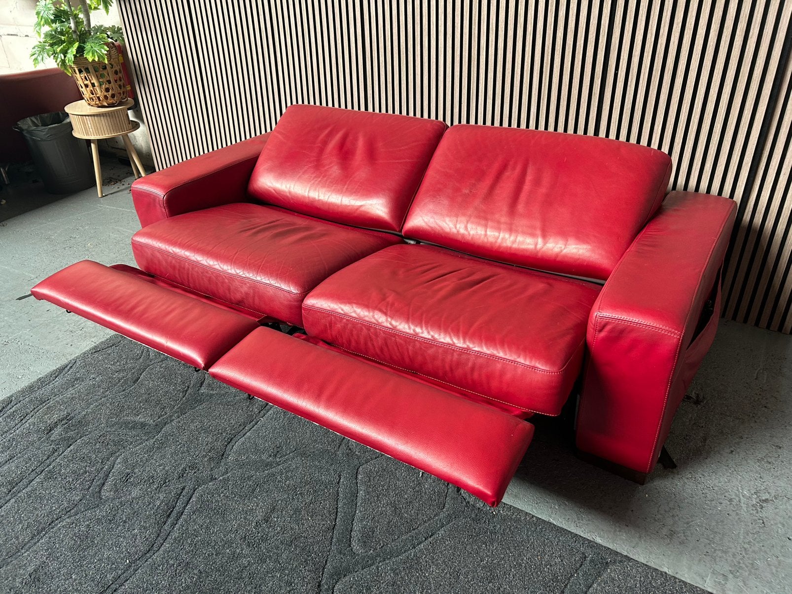 GRATIS LEVERING Set Banken Itasofa Leer Rood  GEREINIGD, 150 tot 200 cm, Tweepersoons, Ophalen of Verzenden, Zo goed als nieuw