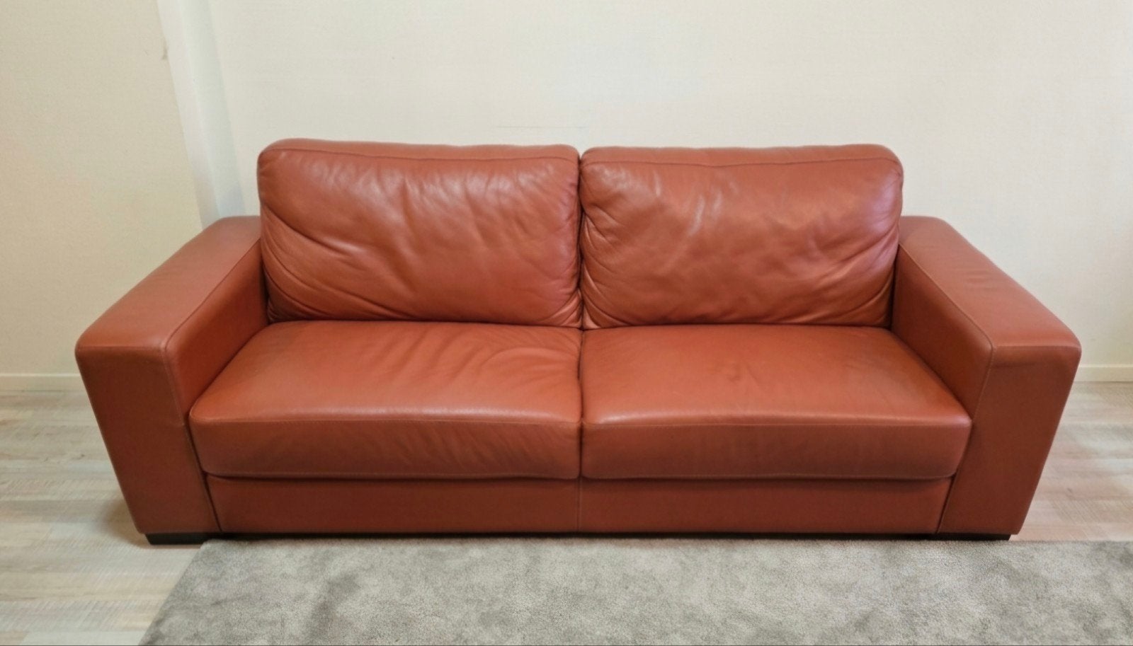 Leren bankstel 220 cm - Goede staat, Huis en Inrichting, Ophalen, Driepersoons, Zo goed als nieuw, 200 tot 250 cm