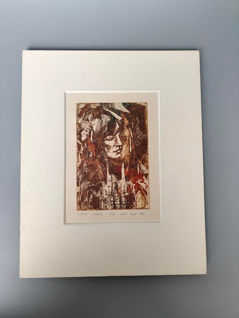 Ets van Dubi Arpad ingelijst kunsthandel Baldinger Amsterdam, Antiek en Kunst, Kunst | Etsen en Gravures, Verzenden