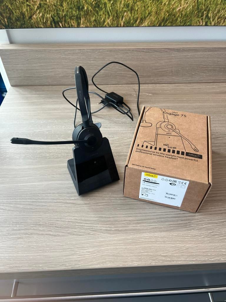Jabra Engage 75 Professionele Draadloze Headset, Computers en Software, Headsets, Mute-functie, On-ear, Ophalen of Verzenden, Zo goed als nieuw