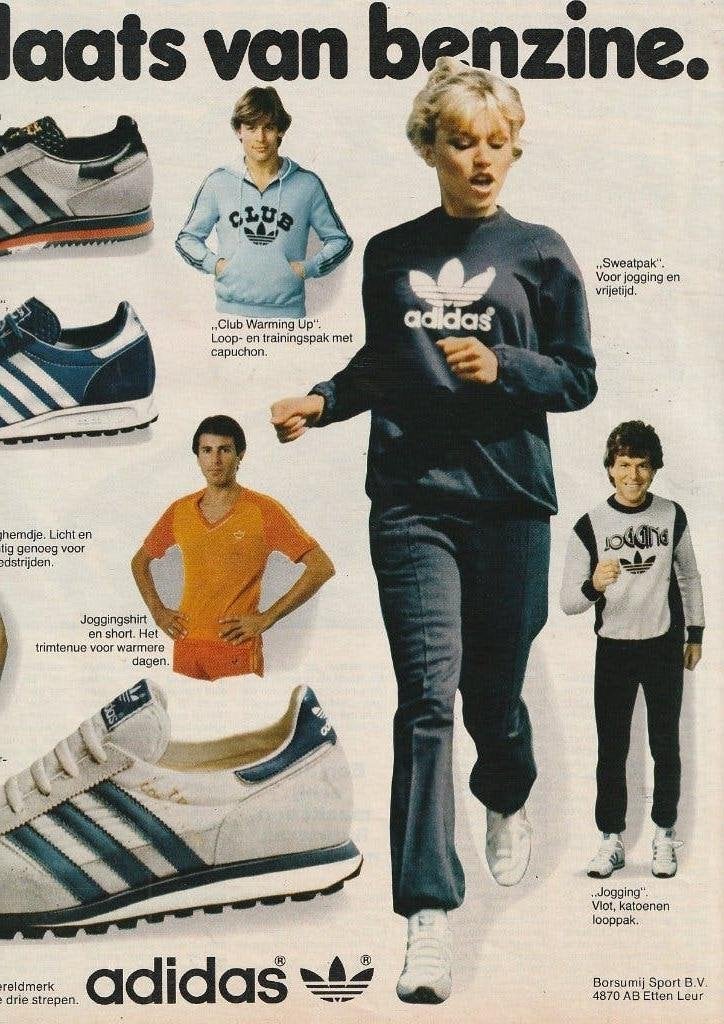 retro reclame 1980 Adidas sportkleding sportmode, Verzenden, Overige typen