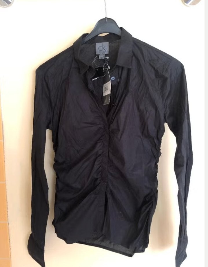 NIEUWE zwarte aansluitende blouse Calvin Klein mt M katoen, Maat 38/40 (M), Verzenden, Zwart, Nieuw