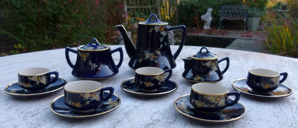 Navy Blauw Japans Theeset Soko Porselein Handpainted, Ophalen of Verzenden