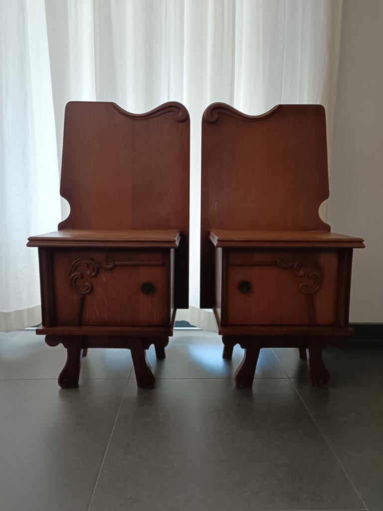 Set van 2 nachtkastjes in Art Nouveau stijl, Ophalen, Minder dan 45 cm, Minder dan 55 cm