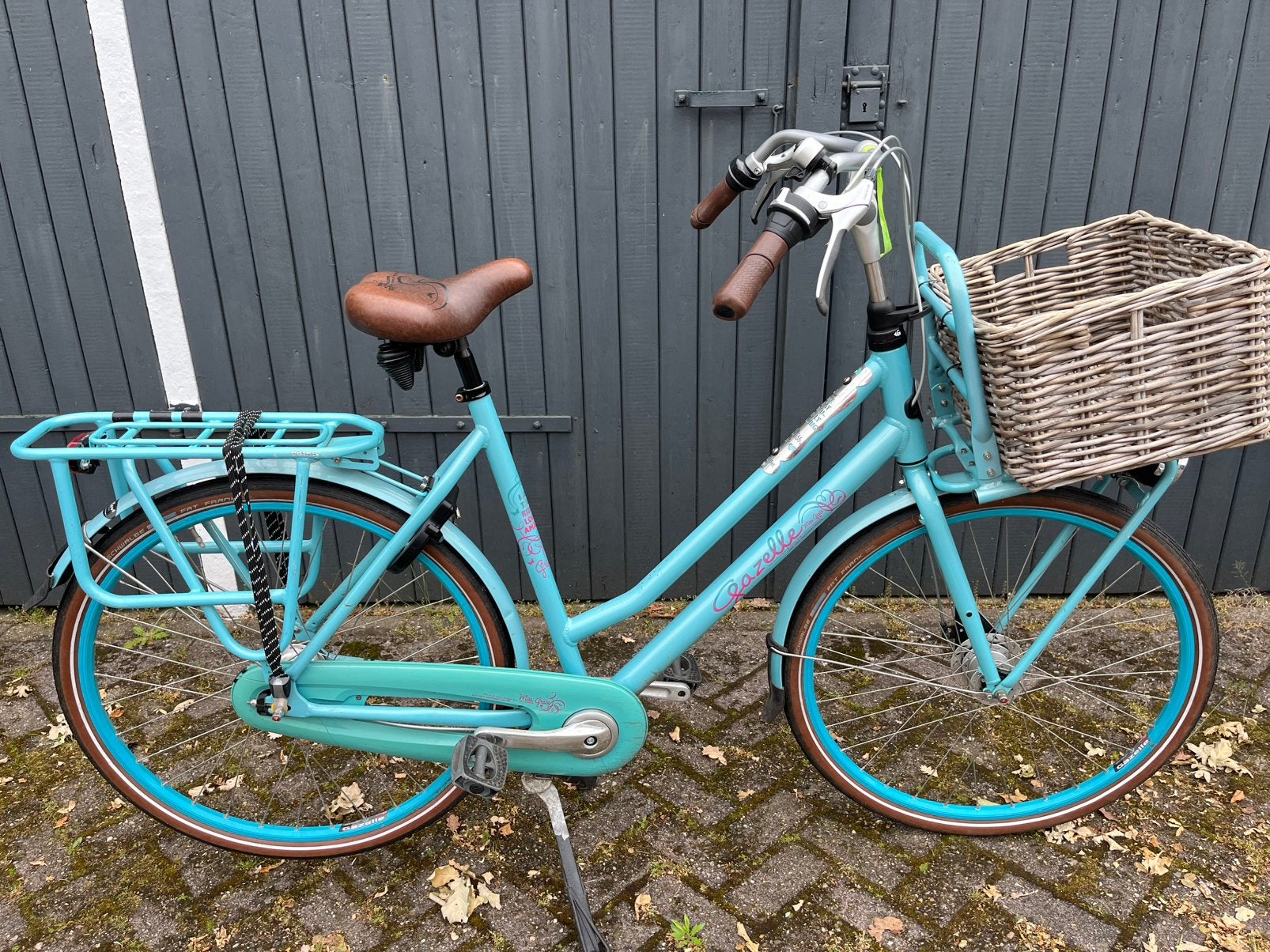Gazelle Miss Grace damesfiets - Lichtblauw met mand, Velgrem, Ophalen of Verzenden, 50 tot 53 cm, Gazelle