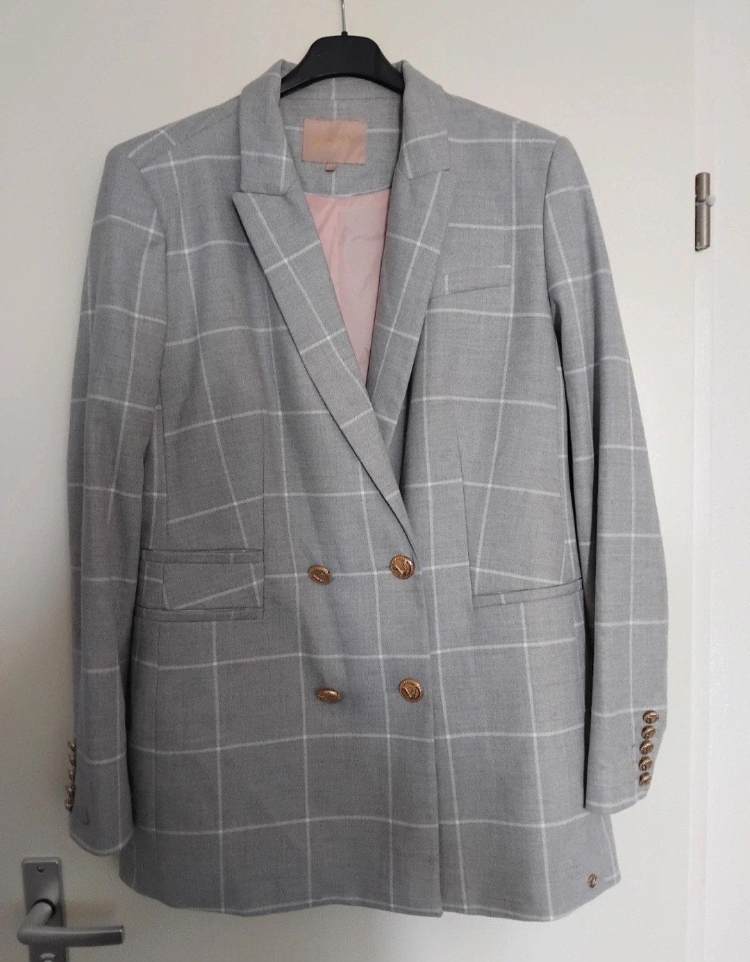 Josh V Babeau Blazer Grijs/Wit Geruit Maat L, JOSH V, Maat 42/44 (L), Ophalen of Verzenden, Zo goed als nieuw