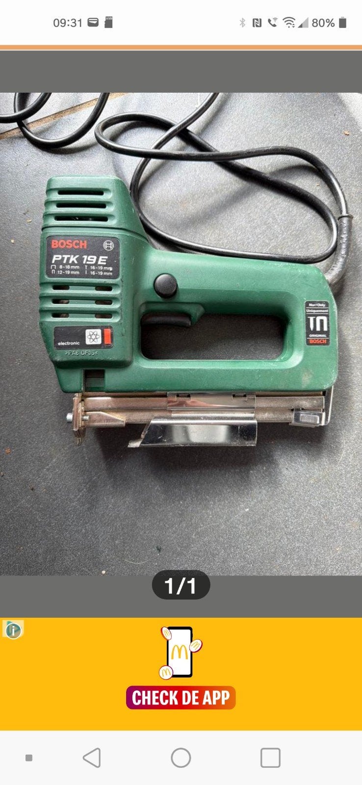 Bosch PTK 19 E tacker /  nietmachine / 3000 extra nietjes, Ophalen of Verzenden, Gebruikt
