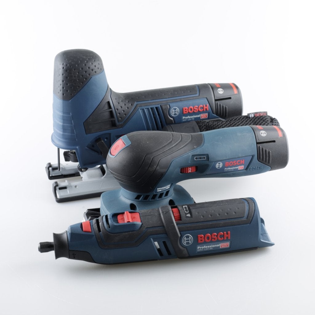 Bosch Professional GSS12V-13 + GRO12V-35 + GST12V-70 Accu, Bosch, Zo goed als nieuw, Support@bosch.com, Robert Bosch GmbH
Robert-Bosch-Platz 1
70839 Gerlingen-SchillerhÃ¶he
Germany
