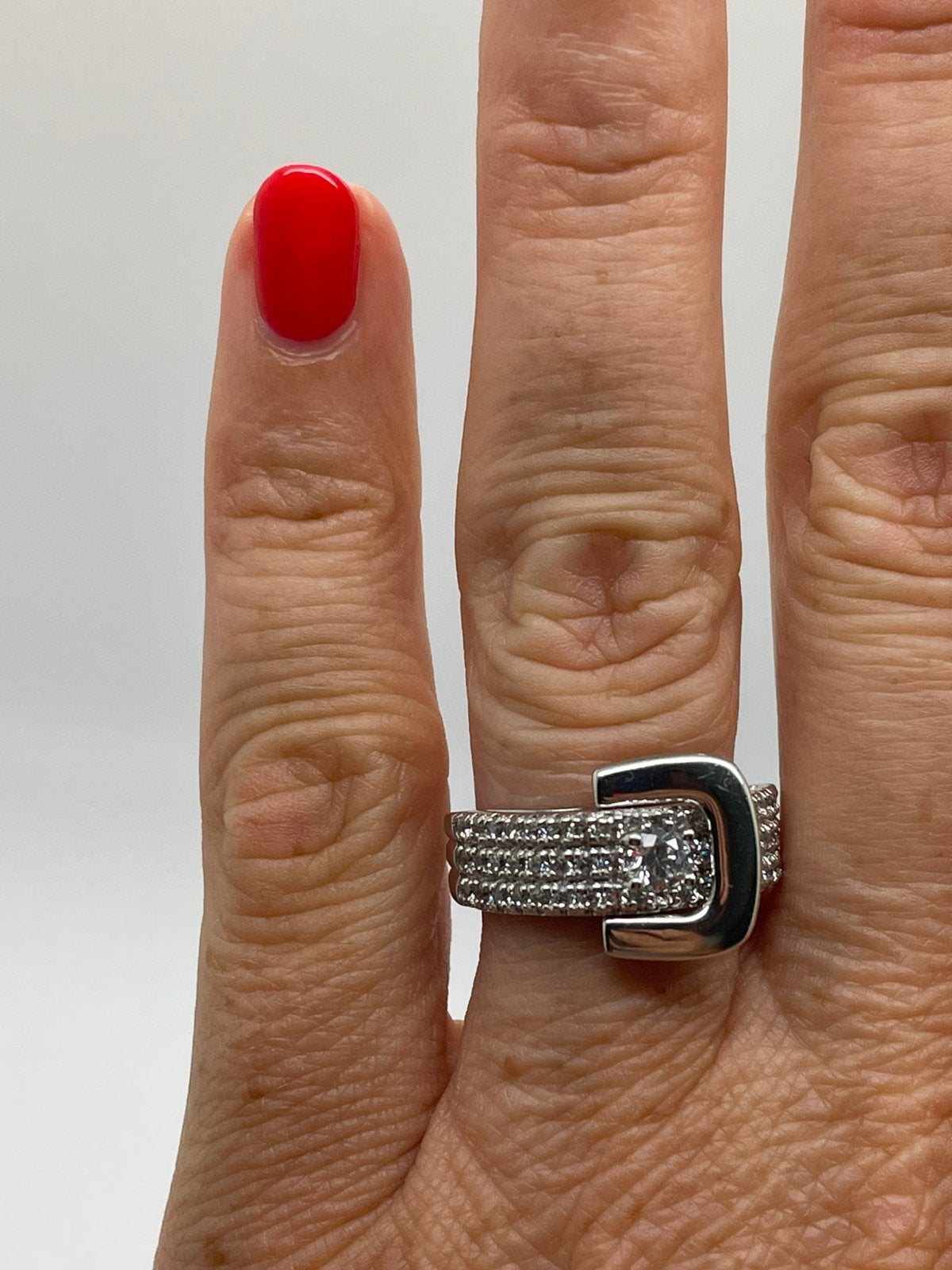 E975 Prachtige zilveren ring gesp maat 17,5, Sieraden, Tassen en Uiterlijk, Ophalen of Verzenden, X, Dame, Zilver