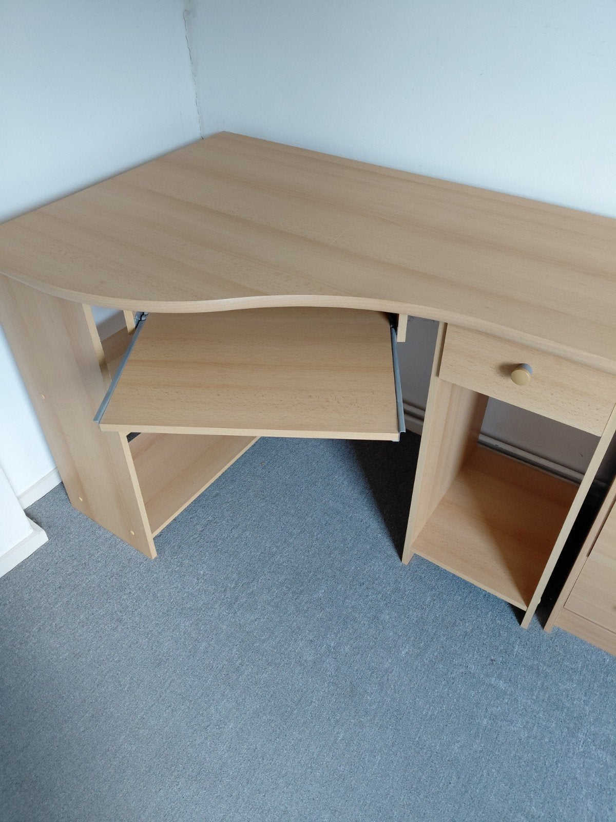 Bureau met ladekast - Licht hout, Huis en Inrichting, Ophalen, Met lades, Gebruikt, Hout