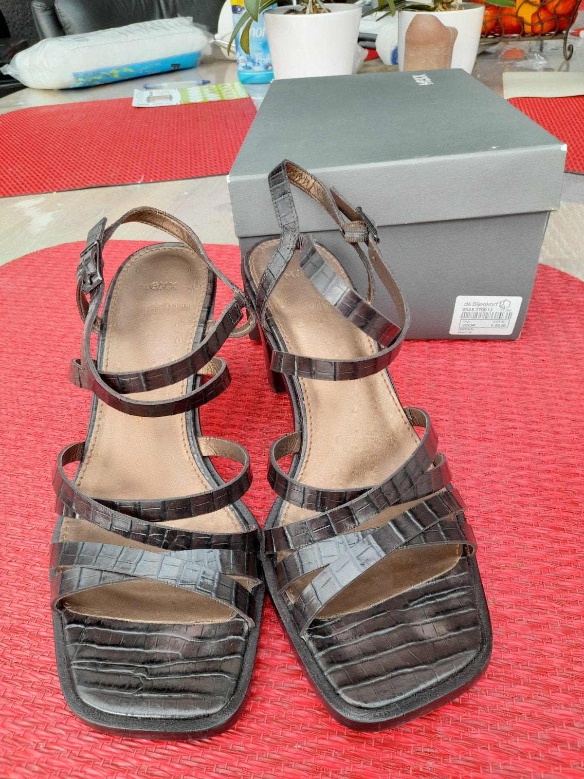 Damessandaal Mexx bruin leer maat 38, Mexx, Bruin, Zo goed als nieuw, Sandalen of Muiltjes