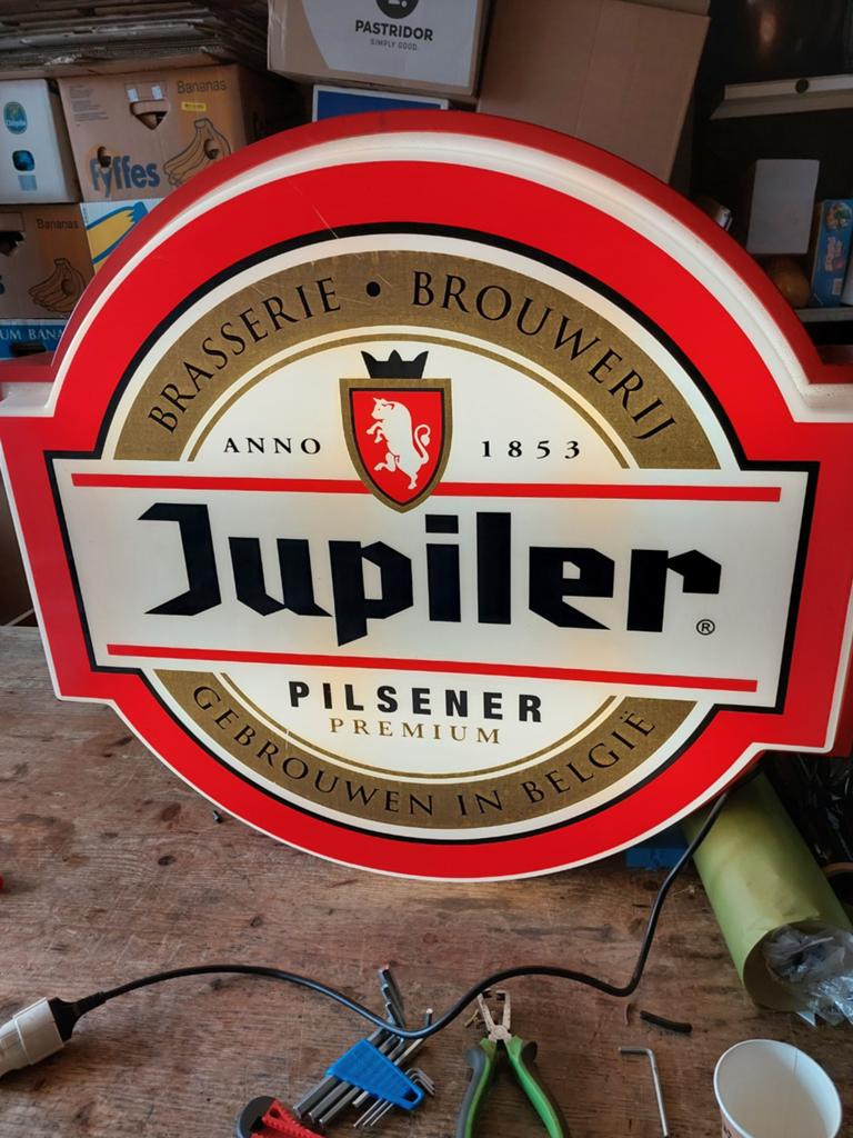 Jupiler, Ophalen, Zo goed als nieuw, Reclamebord, Plaat of Schild, Jupiler