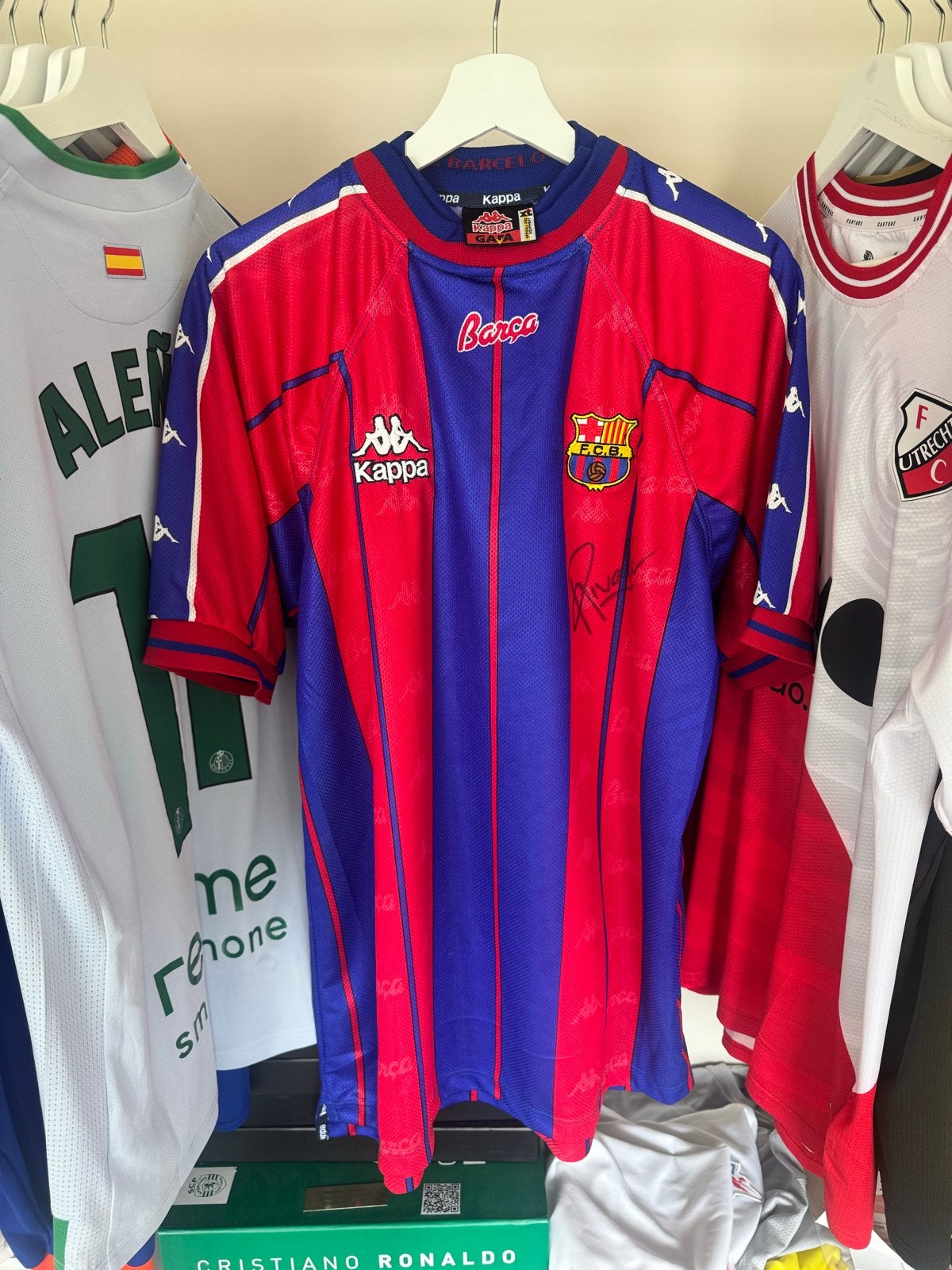 Vintage FC Barcelona Kappa Shirt XL - Gesigneerd Rivaldo, Maat XL, Ophalen of Verzenden, Zo goed als nieuw, Shirt