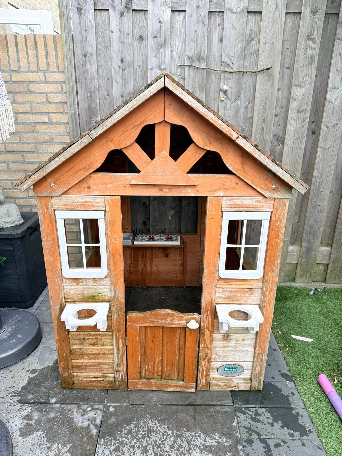 Houten Speelhuisje Backyard Discovery Bruin, Kinderen en Baby's, Speelgoed | Buiten | Speelhuisjes, Ophalen, Gebruikt, Hout