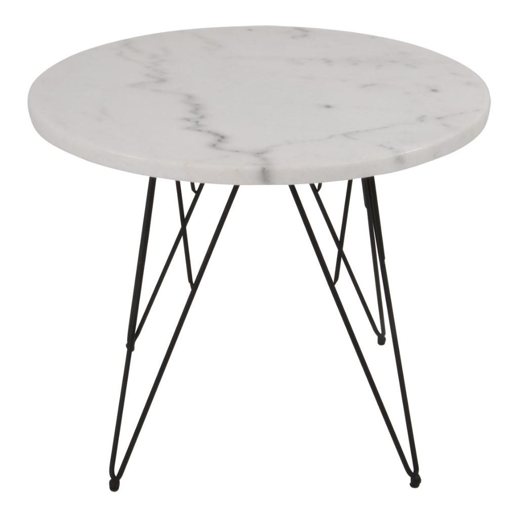 Marmeren salontafel rond 55 x 45 cm met metaal onderstel, 50 tot 100 cm, Rond, Nieuw, Metaal