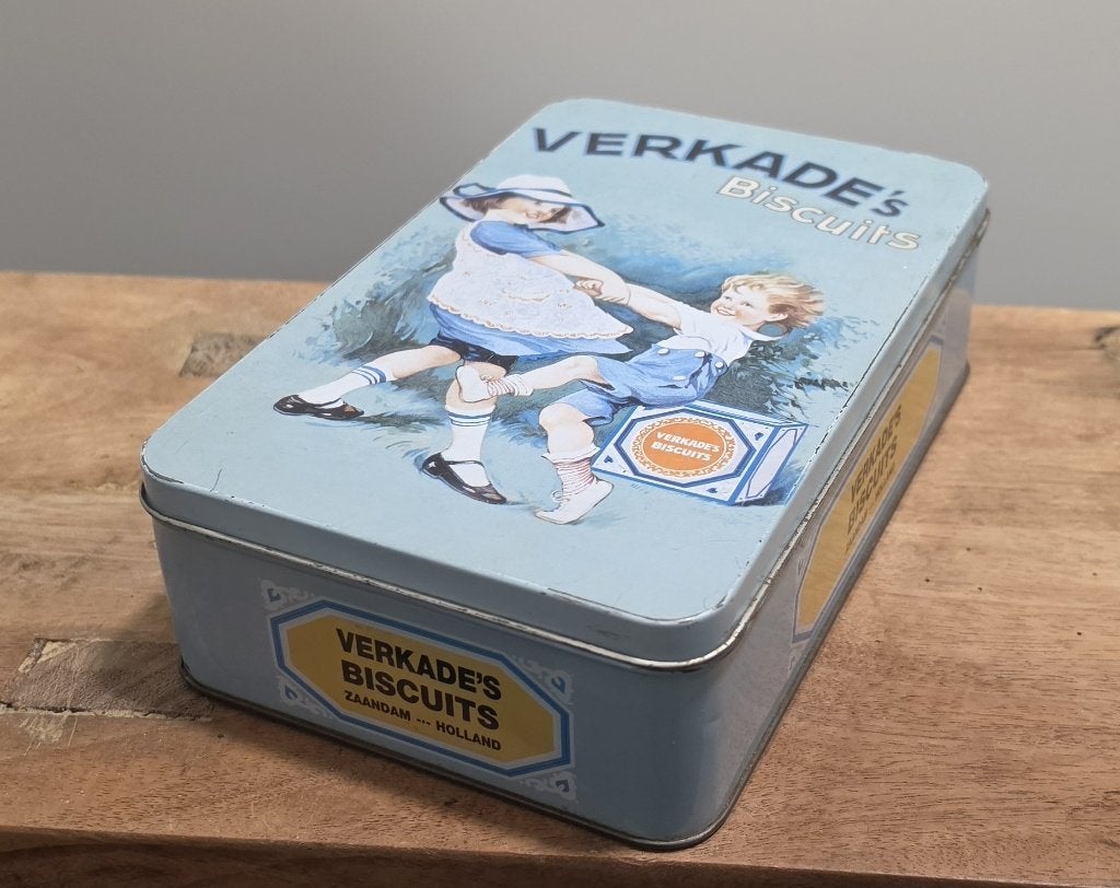 LEUK OUD BROCANT "VERKADE" KOEKBLIK, Ophalen of Verzenden, Gebruikt, Koek(jes), Verkade