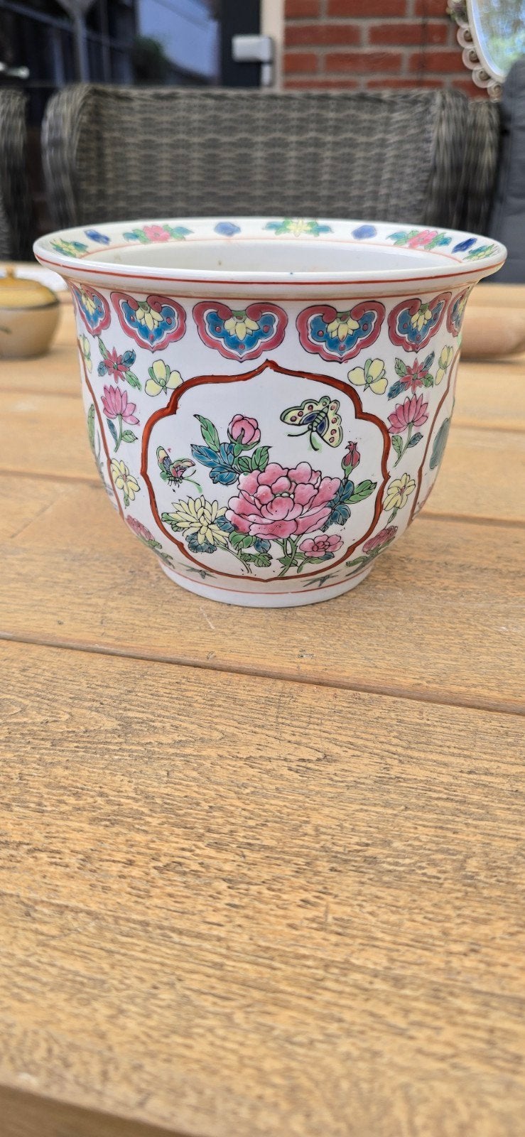 Chinese porseleinen bloempot familie roze, Ophalen of Verzenden