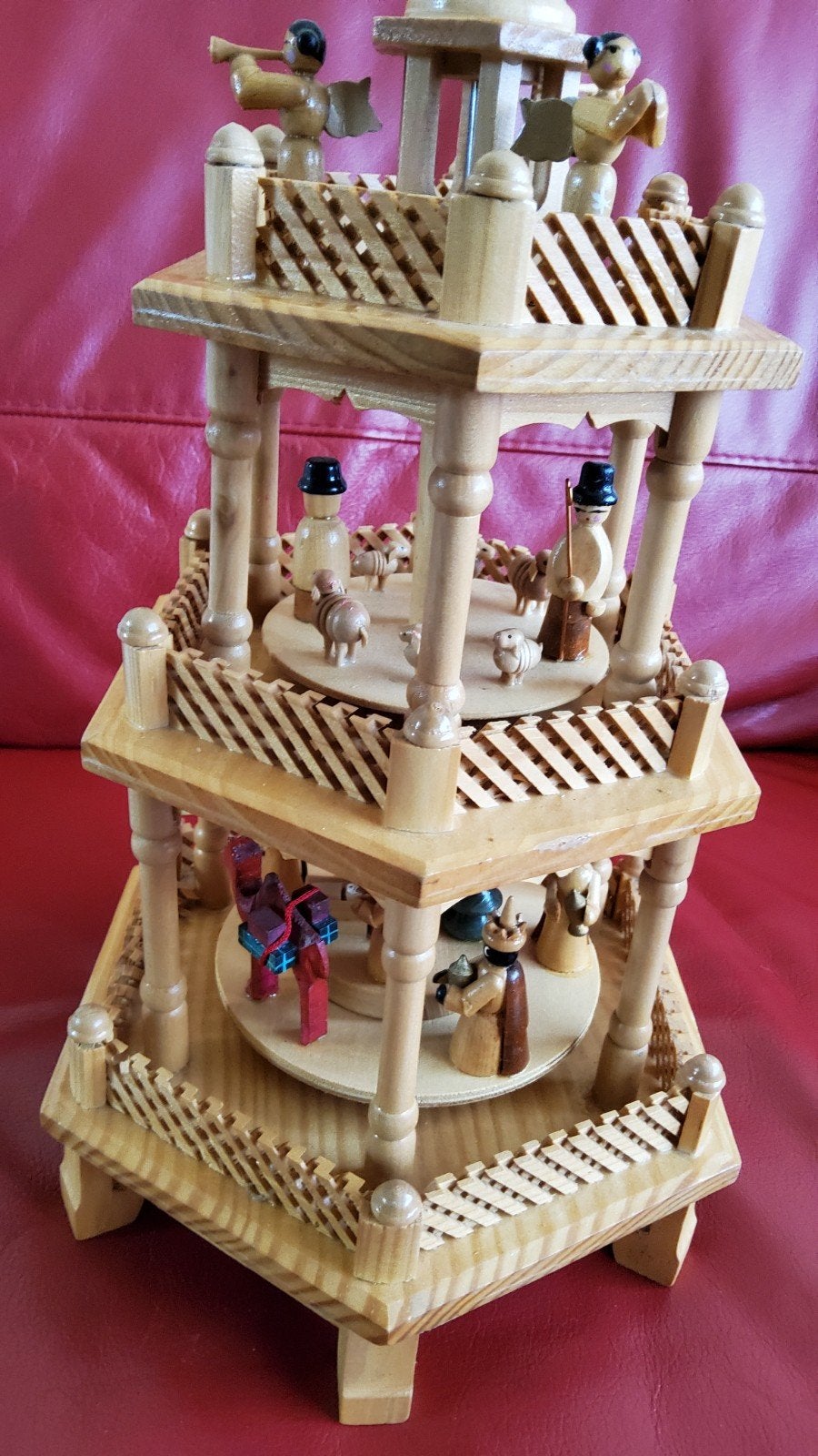 oude retro houten Kerstpiramide Germany met kerstgroep, Ophalen of Verzenden