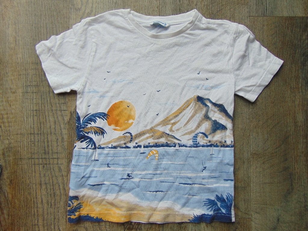 Mayoral T-shirt wit shirt zon zee strand maat 116, Kinderen en Baby's, Mayoral, Ophalen of Verzenden, Zo goed als nieuw, Shirt of Longsleeve